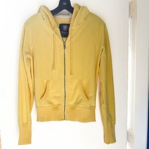 American Eagle Outfitters Hoodie Yellow with Sherpa Hood Soft Cozy Fabric Size M